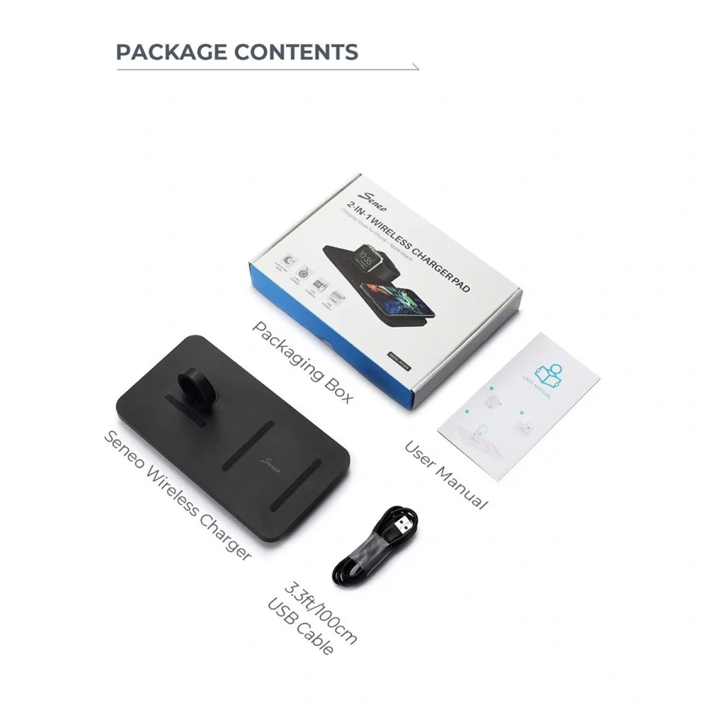 Wireless Charger, Seneo 2 in 1 Dual Wireless Charging Pad with iWatch Stand